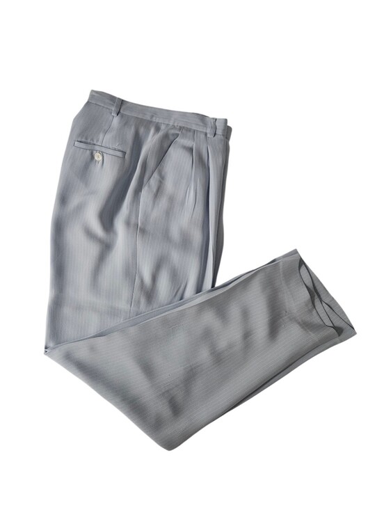 Lauren Ralph Lauren Pants - LAUREN RALPH LAUREN LIght Blue Pin Striped Pleated 100% Silk Trousers | SZ 8